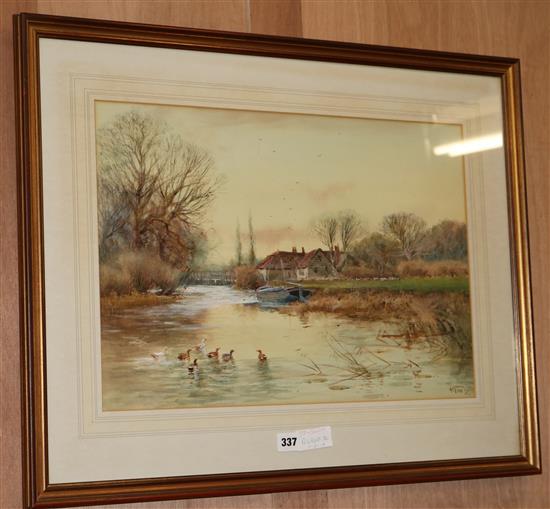 Henry Charles Fox, watercolour, River scene, signed and dated 98, 37 x 54cm.